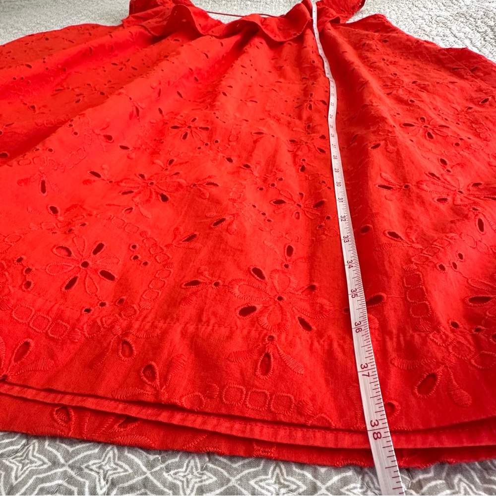 Ann Taylor Orange Eyelet Ruffle Neck Shift Dress Oversized Size L / XL - Picture 8 of 9
